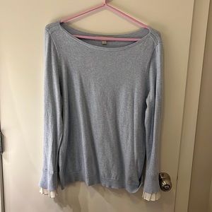 Sweater with ruffles bell sleeve detail